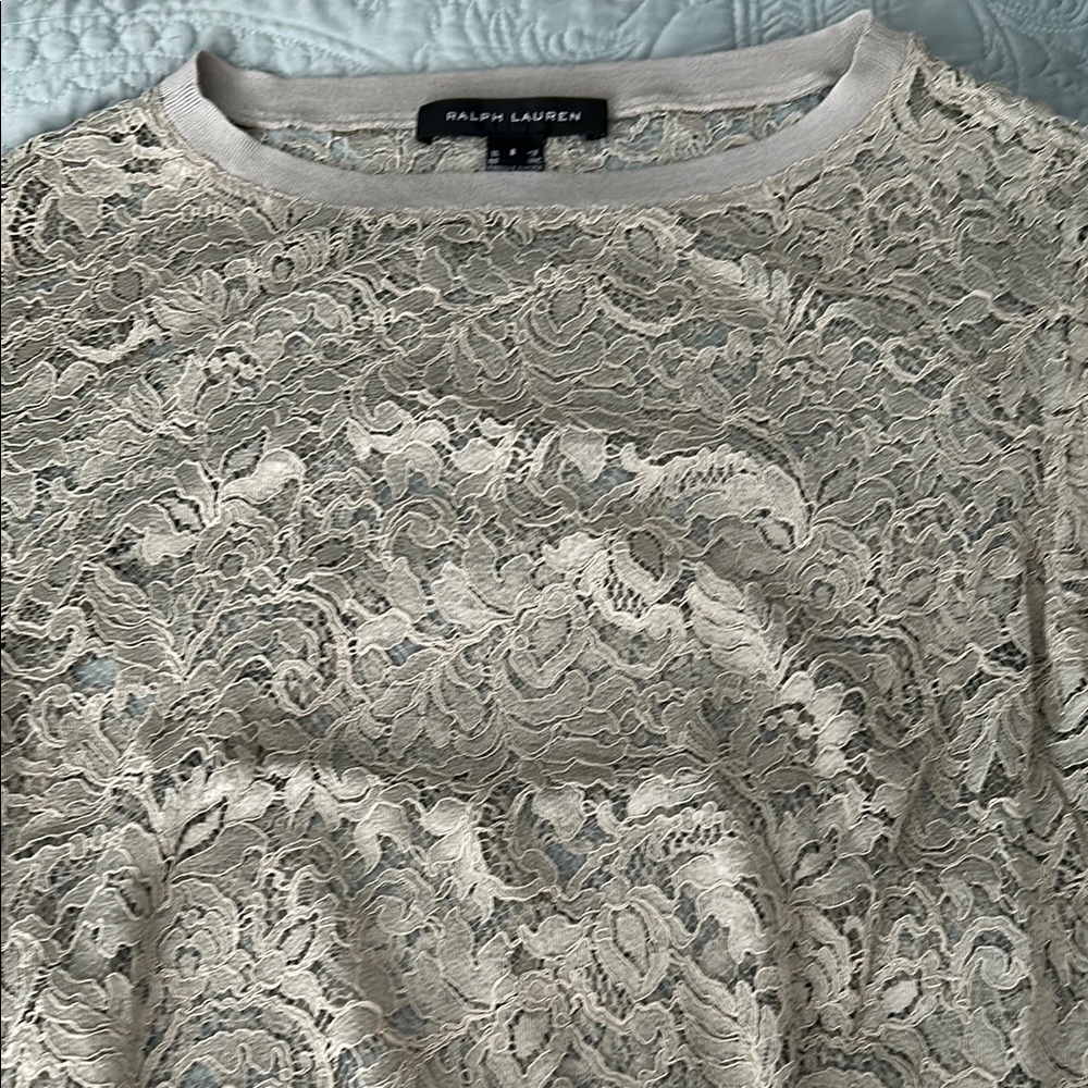 Ralph Lauren Black Label Sheer Lace Top Sz 8
